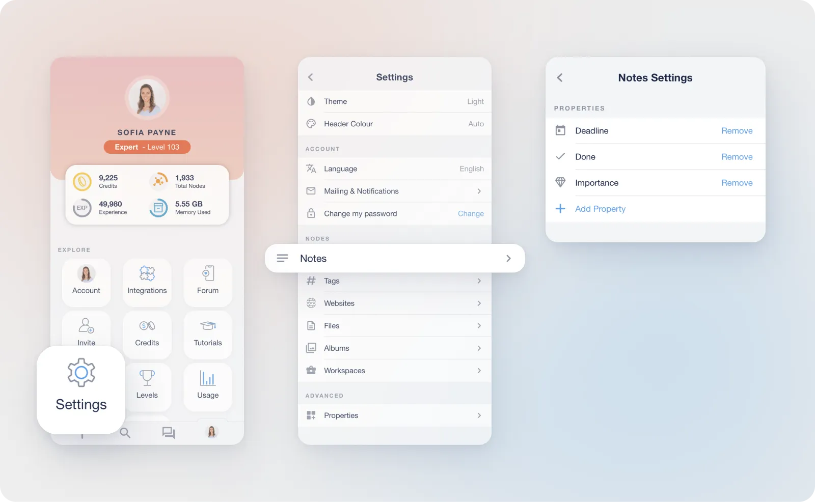 note settings