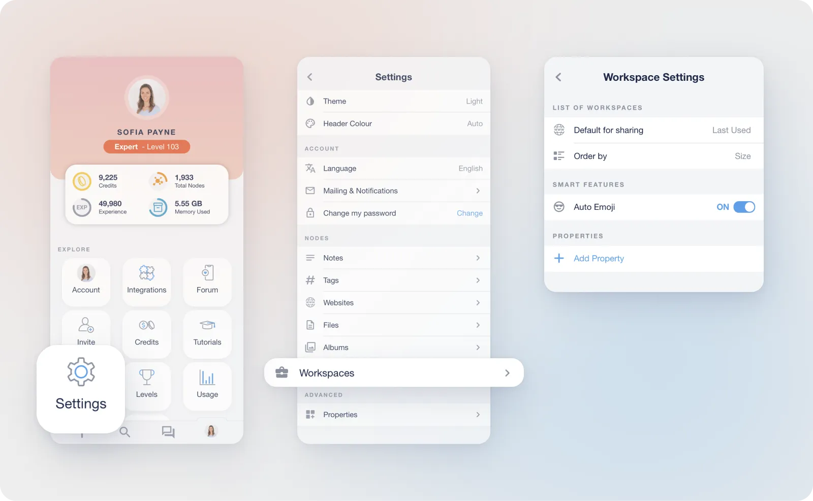 workspace settings